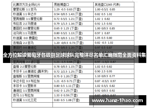 全方位解读葡萄牙各级别足球球队完整详尽名单汇编指南全面资料集 全方位解读葡萄牙各级别足球球队完整详尽名单汇编指南全面资料集